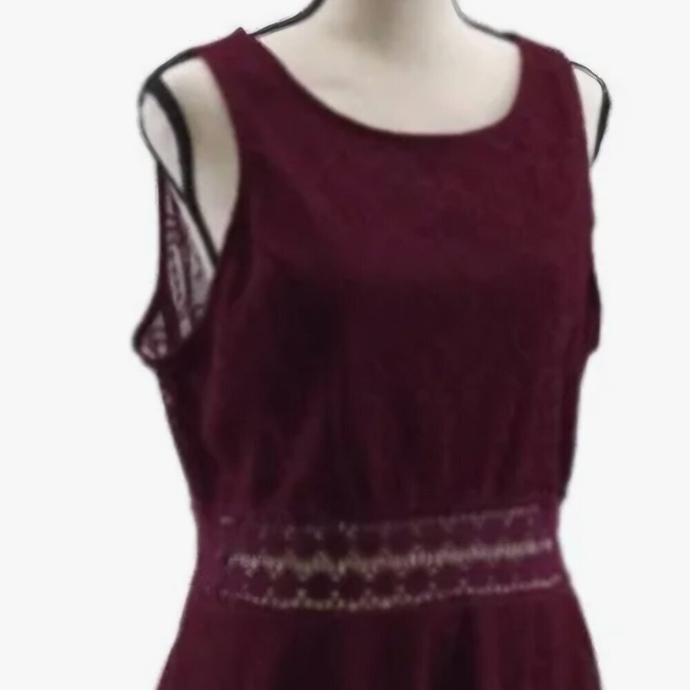 Wine Red boho lace Mini sleeveless Event embroider Whimsigoth cutouts dress M